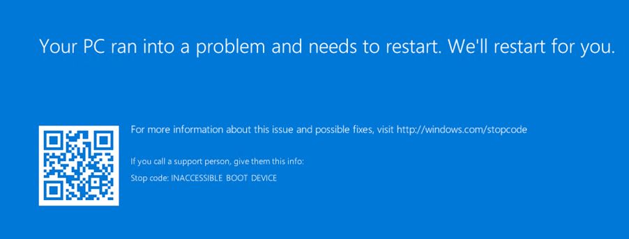 inaccessible boot device