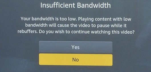 Amazon Video Insufficient Bandwidth Message