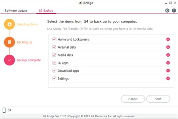 Backup with LG Bridge