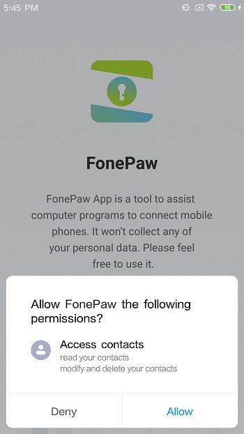 Tap Allow on FonePaw App