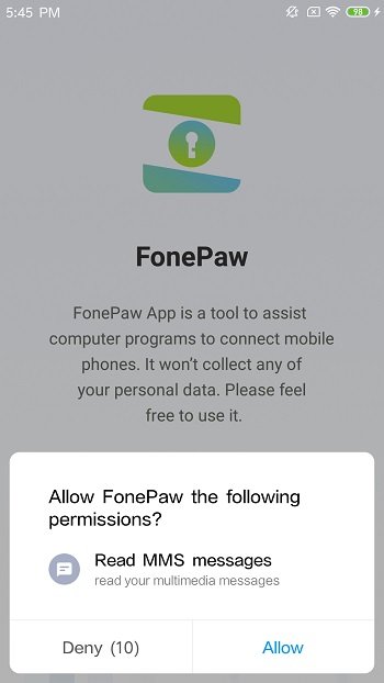 Allow FonePaw to Read Messages