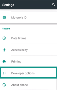 Choose Developer Option on Android Phone
