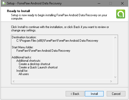 Install FonePaw Android Data Recovery on Computer