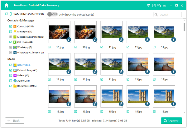 Selectively Deleted Photos from Android Device