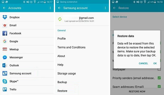Restore Backup from Samsung Account