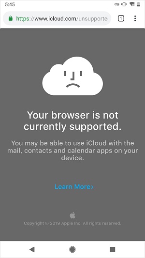 Can't Access Android on iCloud