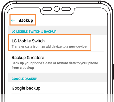 LG Mobile Switch in Settings