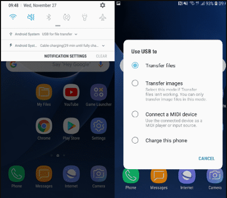 Select Files Transfer on Android