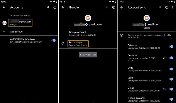 Sync Contacts from Android to Android via Google