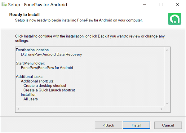 Install FonePaw Android Data Recovery on Computer