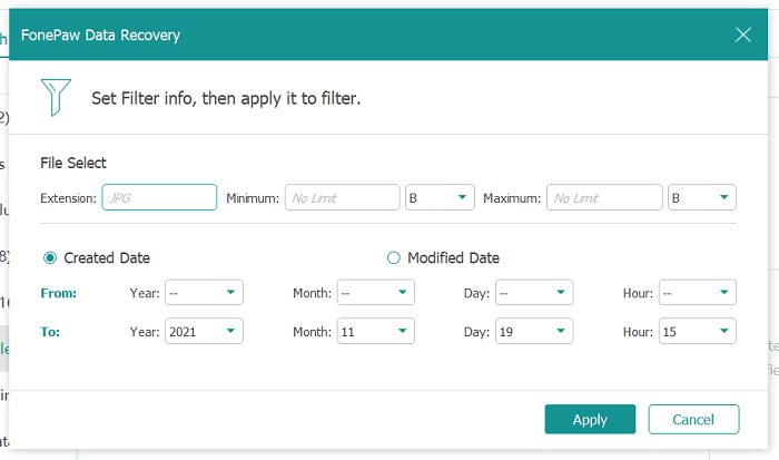 FonePaw Data Recovery Filter