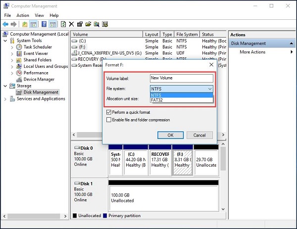 Format Raw Drive on Windows 10