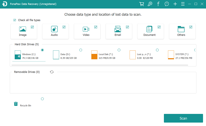 Select File Types Location