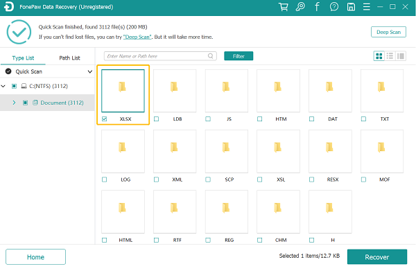 Select XLSX Document 