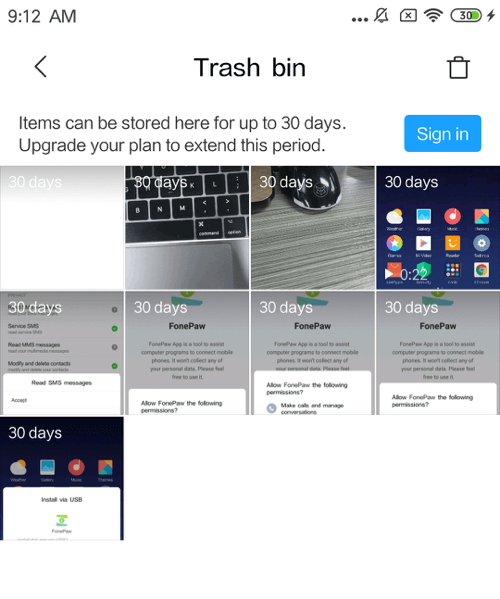Xiaomi MIUI Papierkorb