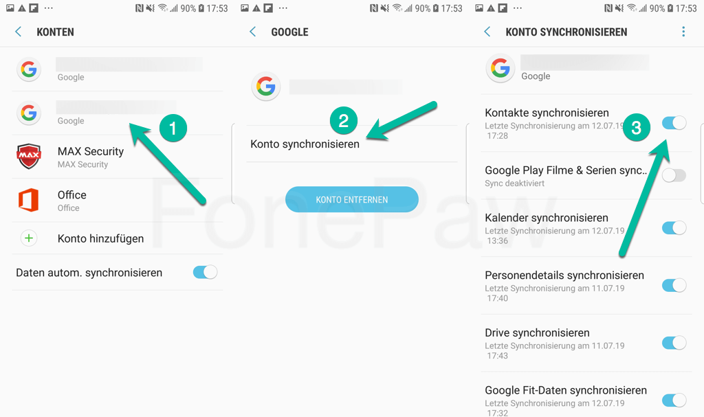 Android Kontakte synchronisieren