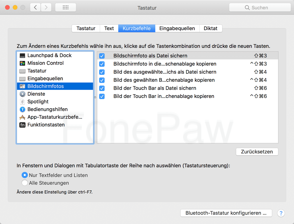 Mac Screenshot Tastenkombinationen überprüfen