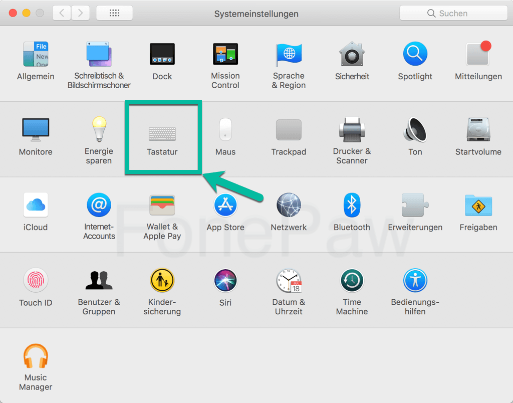 Öffnen Tastatur in Mac Systemeinstellungen
