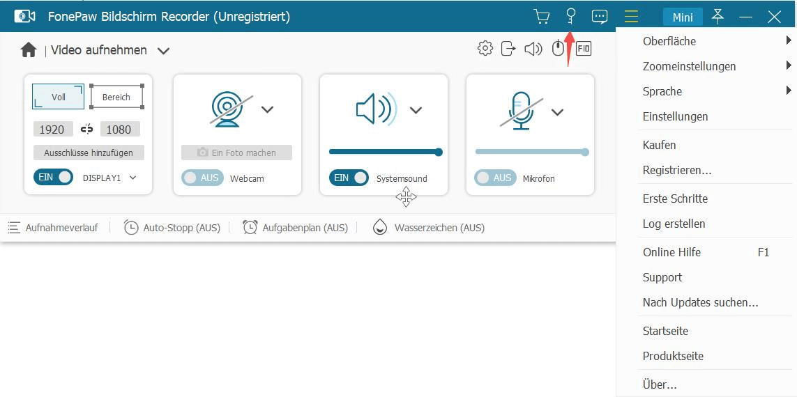 FonePaw Bildschirm Recorder registrieren