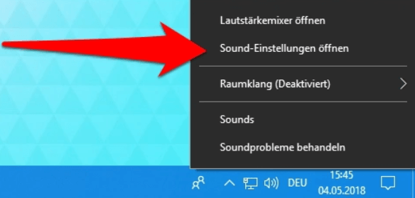 Sound-Einstellungen öffnen Windows 10