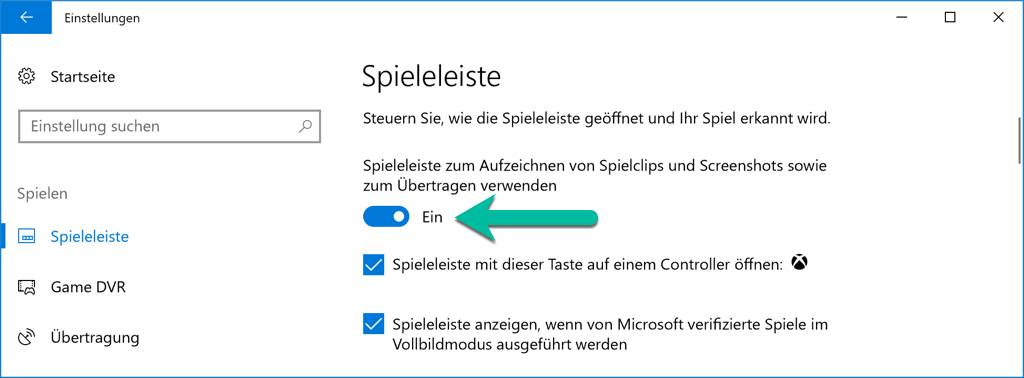Windows 10 Spielleiste aktivieren