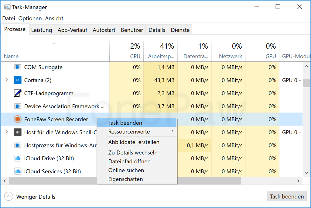 Windows 10 Prozesse beenden