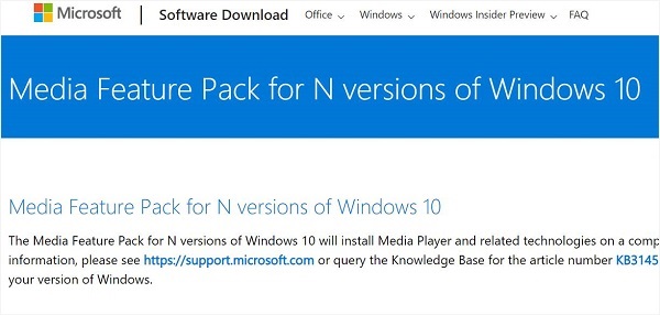 Windows Media Feature downloaden