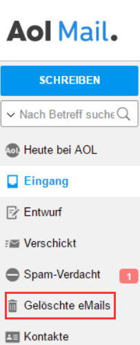 AOL Mail gelöschte eMails finden