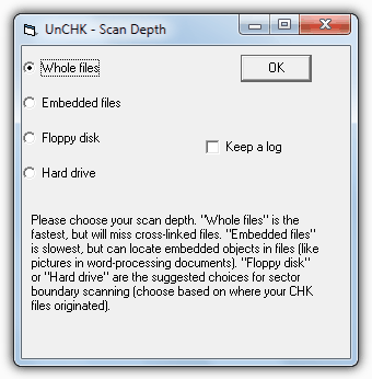 CHK-Dateien wiederherstellen per UnCHK