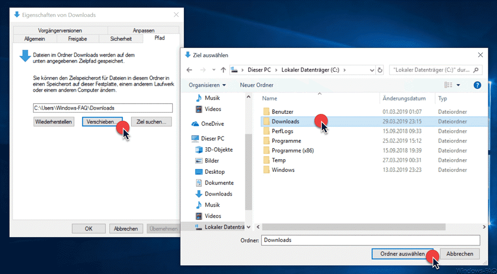 Download-Ordner auf anderes Laufwerk verschieben Windows 10