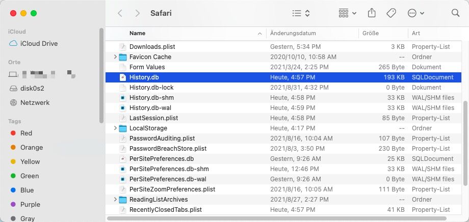 Safari Verlauf Dateien