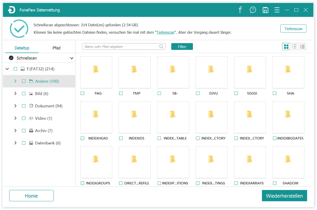 Gefundene Dateien von der SD-Karte checken
