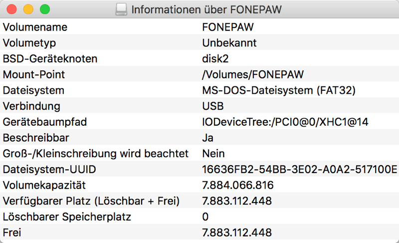Mac externe Festplatte Info prüfen