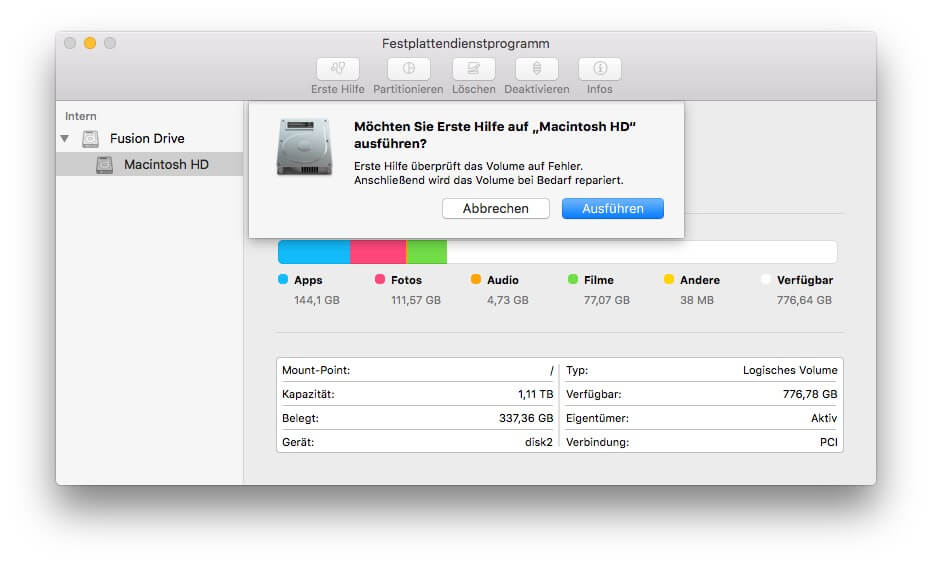 USB Stick mit Erste Hilfe auf Mac reparieren