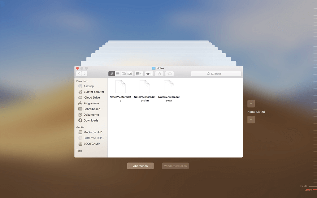 Mac Notizen wiederherstellen mit Time Machine