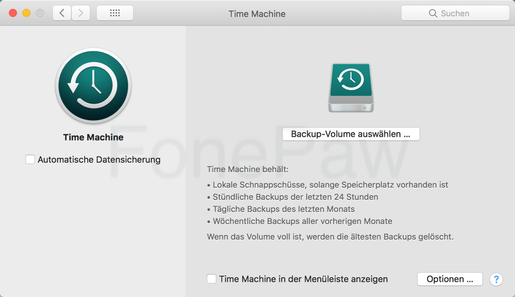 Mac Time Machine Backup konfigurieren