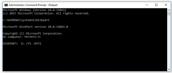 Konvertierung von RAW in NTFS unter Windows mit CMD