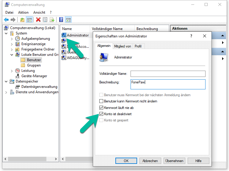 Windows 10 Administrator-Account aktivieren