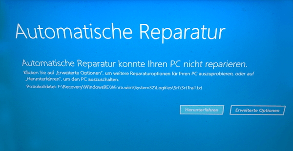 Automatisch Reparatur konnte Ihr PC nicht reparieren Windows 10