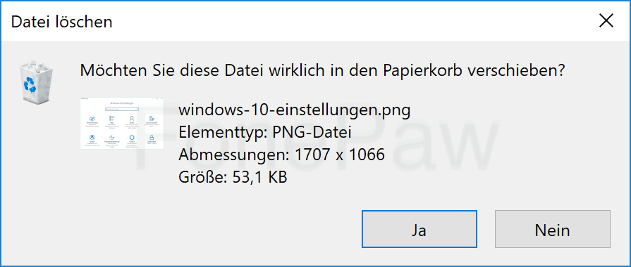 Windows Datei löschen bestätigen