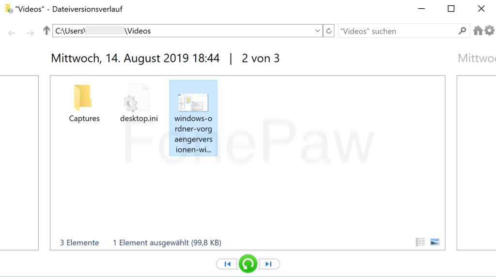 Windows Dateien wiederherstellen von Dateiversionsverlauf
