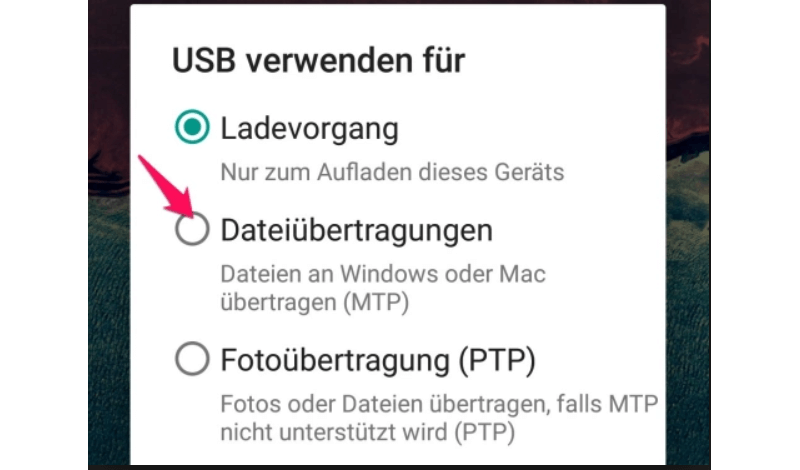 USB verwenden für MTP