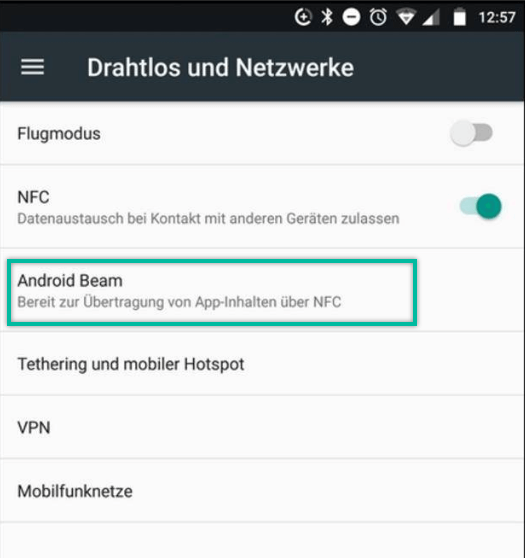Android Beam aktivieren