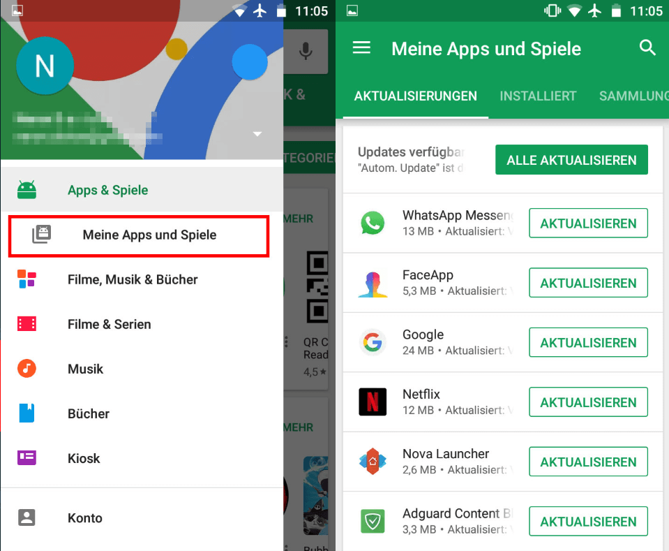 Apps aktualisieren Google Play Store