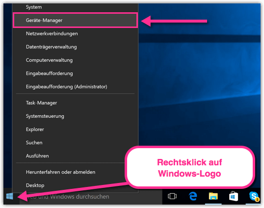 Gerätemanager auf Windows 10 öffnen