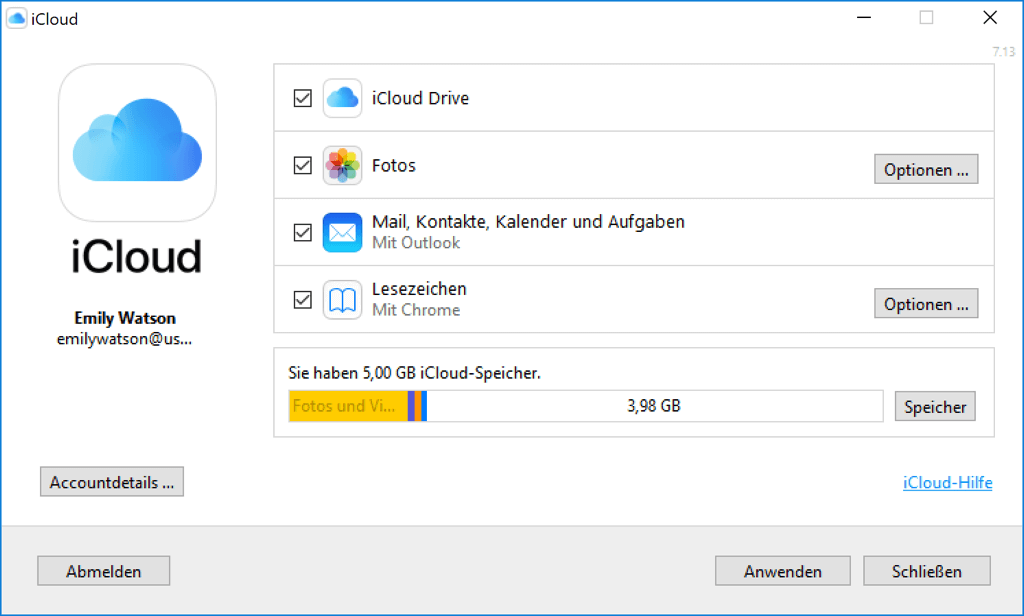 iCloud für Windows öffnen