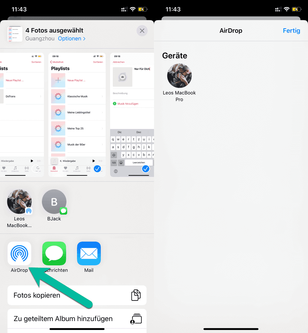 Dateien von iPhone auf Mac AirDrop