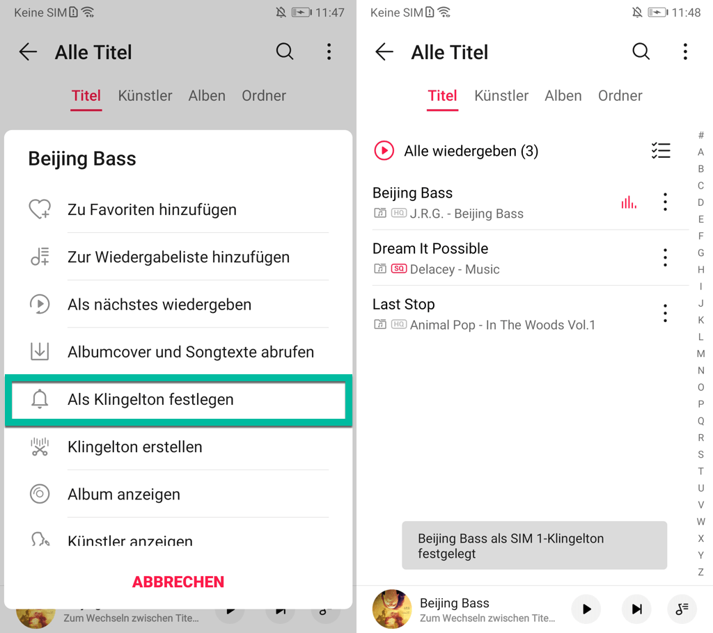 Musik als Klingelton Android Musik App