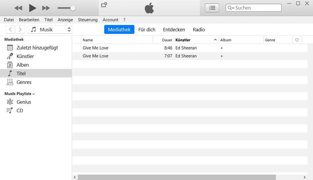 Musiktitel überprüfen iTunes