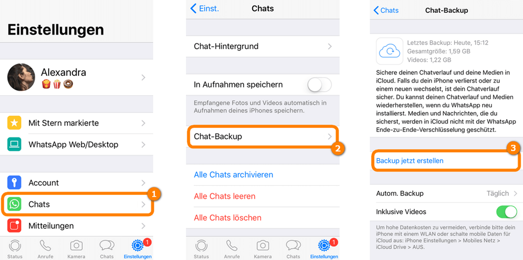 WhatsApp Backup erstellen iPhone
